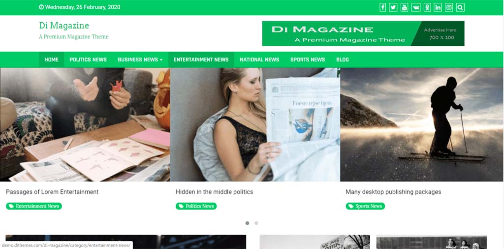 Di Magazine One Page Theme