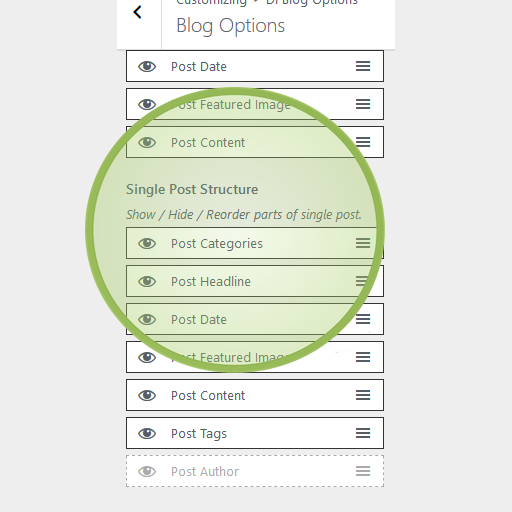 Multipurpose theme blog options