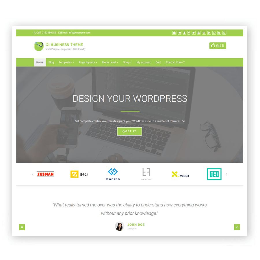 Di Business Theme, the Free WordPress Themes for your dynamite websites.